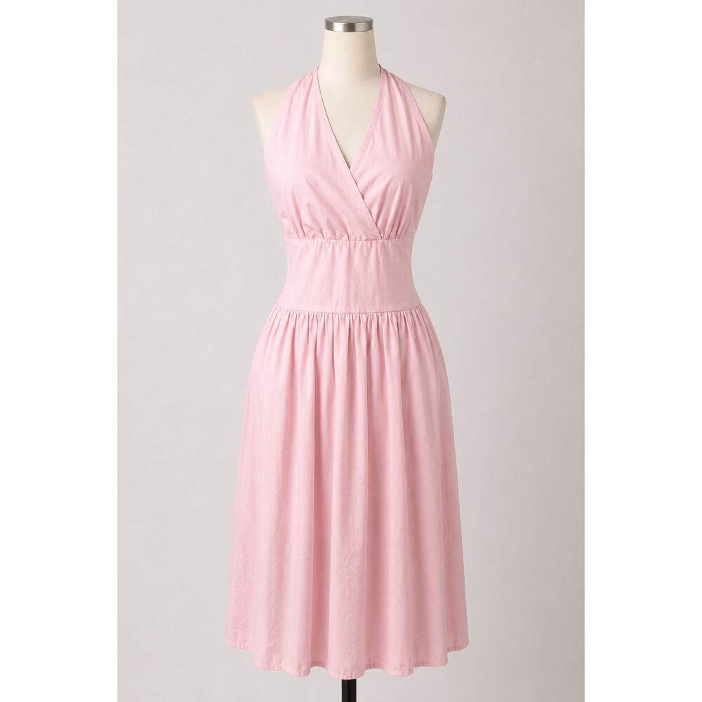 Pink Dress Pin Up White Polka Dots Dress 1950s Marilyn Monroe Style